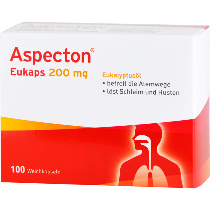 Aspecton Eukaps 200 mg Weichkapseln befreit die Atemwege und löst Schleim und Husten, 100 pc Capsules