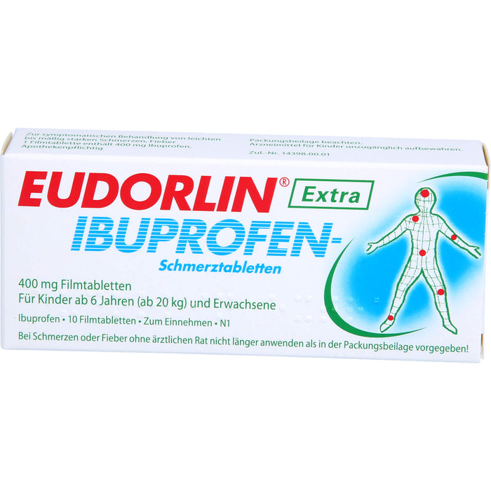 EUDORLIN Extra Ibuprofen-Schmerztabletten 400 mg bei Schmerzen und Fieber, 10 pcs. Tablets