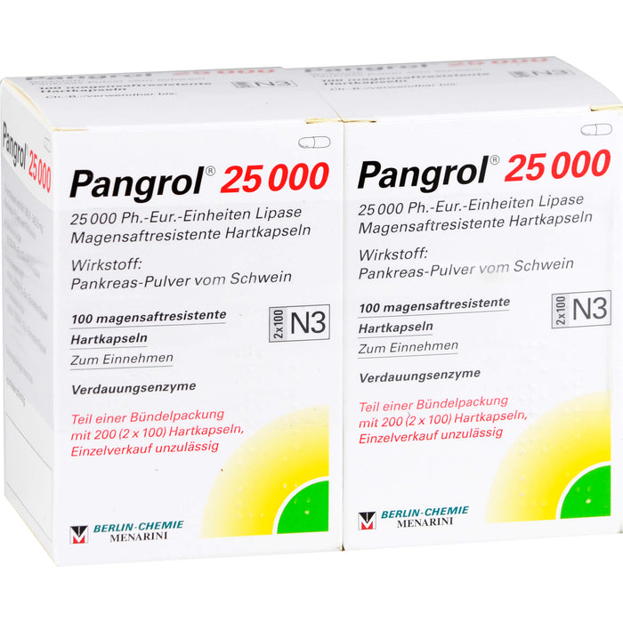 Pangrol 25 000, 25 000 Ph.-Eur.-Einheiten Lipase Magensaftresistente Hartkapseln, 200 St. Kapseln