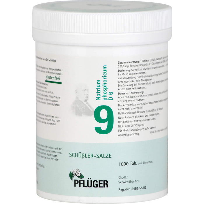 PFLÜGER Biochemie Nr.9 Natrium phosphoricum D6 Tabletten, 1000 pcs. Tablets