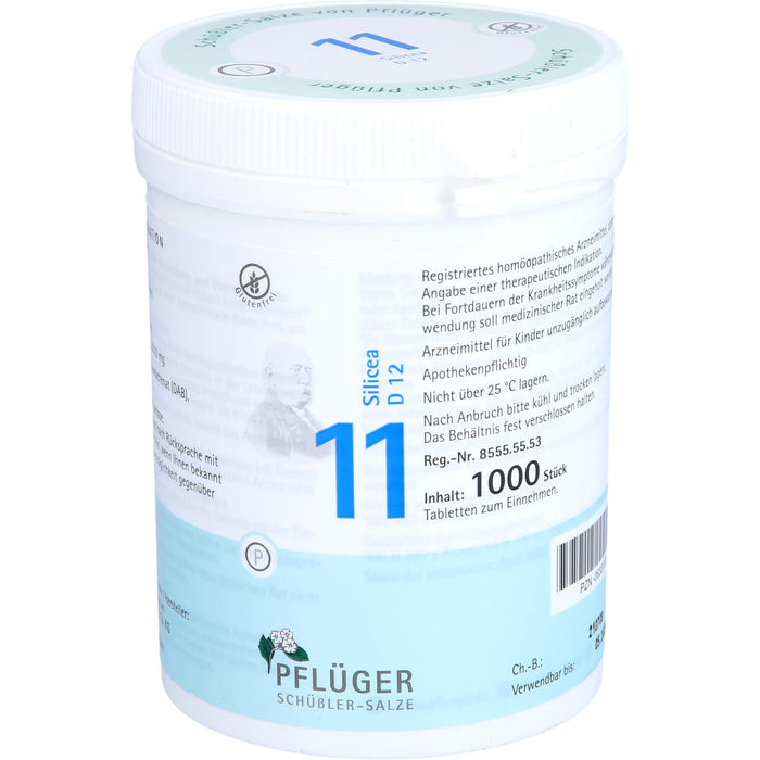 PFLÜGER Biochemie 11 Silicea D 12 Tabletten, 1000 pc Tablettes