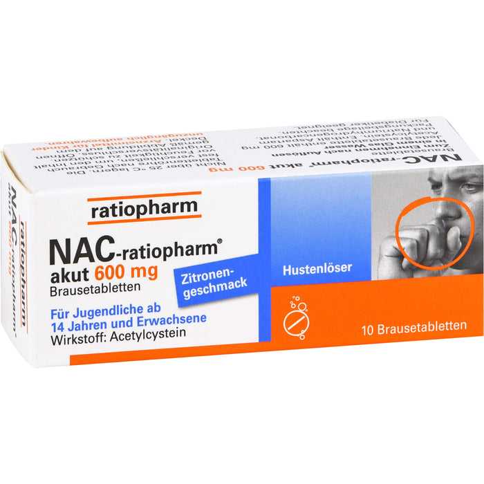 NAC-ratiopharm akut 600 mg Brausetabletten, 10 pc Tablettes