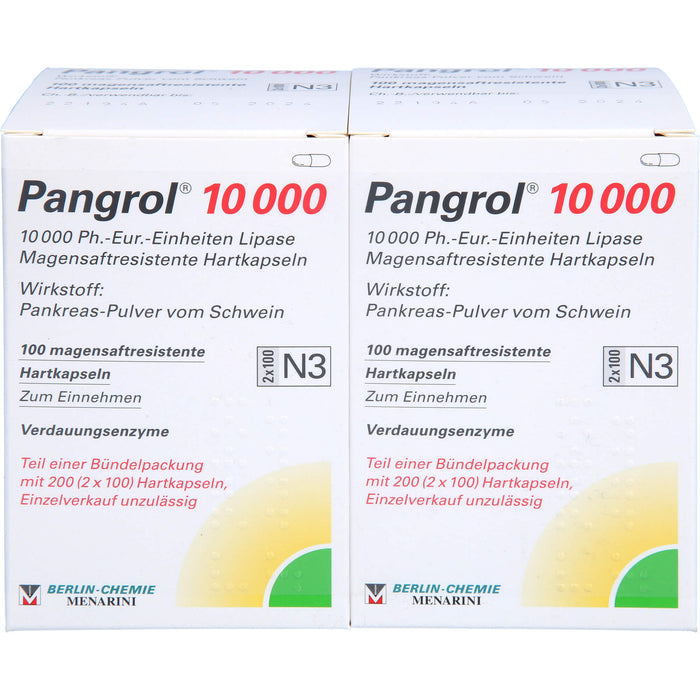 Pangrol 10 000 Ph.-Eur.-Einheiten Lipase Hartkapseln Verdauungsenzyme, 200 pcs. Capsules