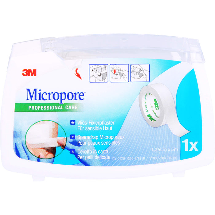 3M Micropore Hypoallergenes Vliespflaster 1,25 cm x 5 m, 1 pc Pansement