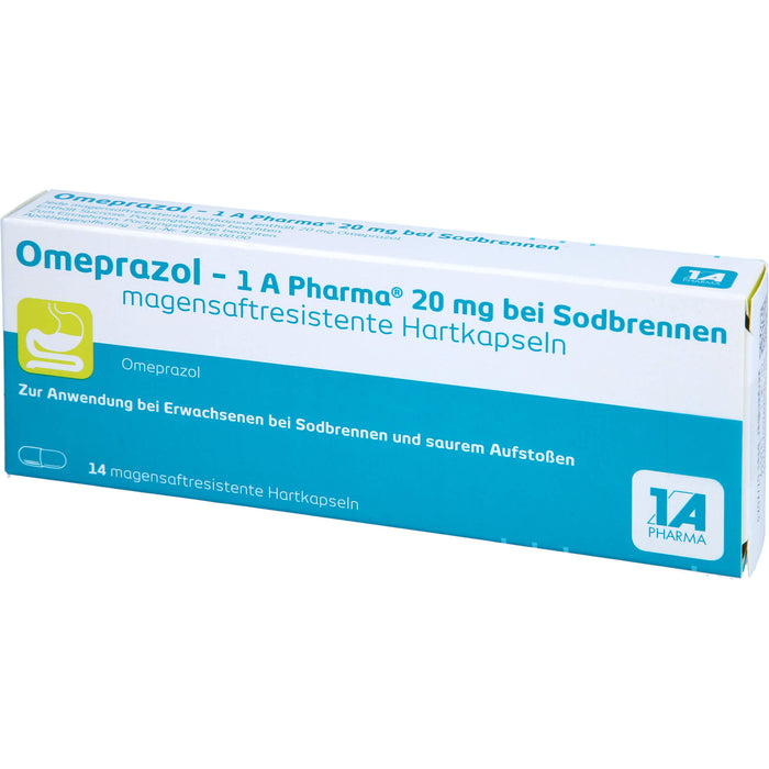 Omeprazol - 1 A Pharma 20 mg Hartkapseln bei Sodbrennen, 14 pcs. Capsules