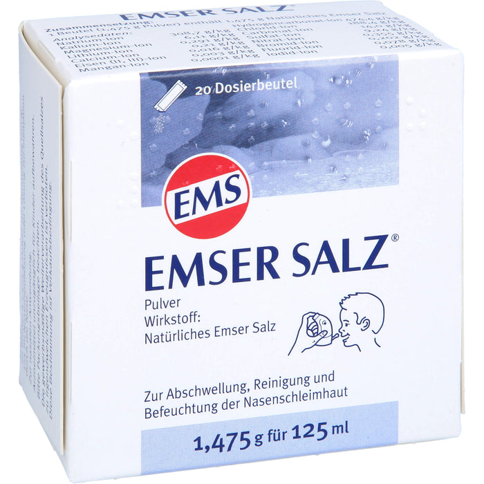 EMSER SALZ zur Abschwellung, Reinigung und Befeuchtung der Nasenchleimhaut, 20 pcs. Sachets