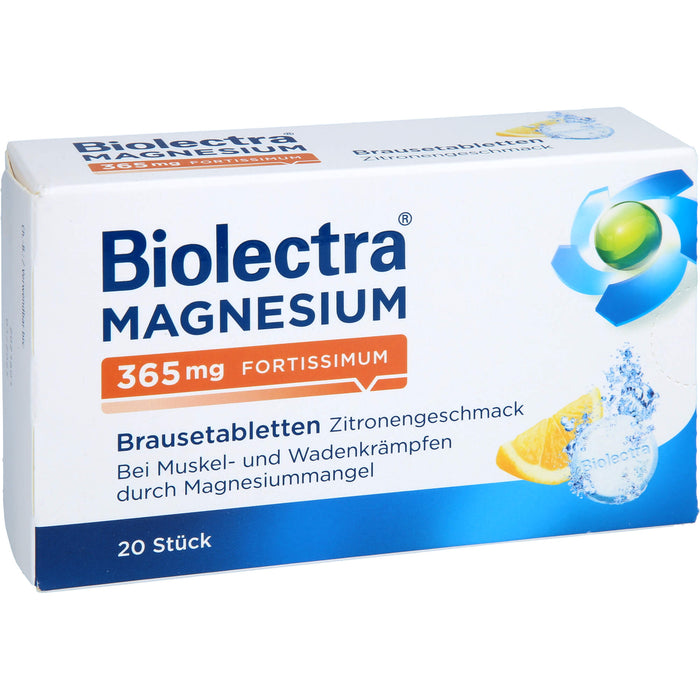 Biolectra Magnesium 365 mg fortissimum Brausetabletten Zitronengeschmack, 20 pc Tablettes