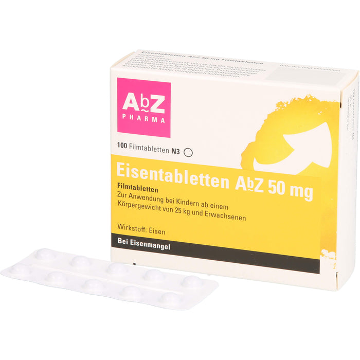 Eisentabletten AbZ 50 mg Filmtabletten, 100 St. Tabletten