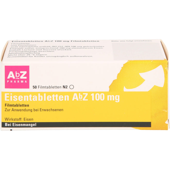 Eisentabletten AbZ 100 mg Filmtabletten, 50 pc Tablettes