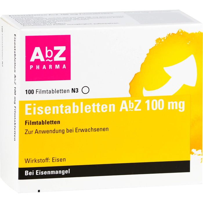 Eisentabletten AbZ 100 mg Filmtabletten bei Eisenmangel, 100 St. Tabletten