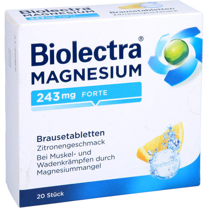 Biolectra Magnesium 243 mg forte Brausetabletten Zitronengeschmack, 20 pcs. Tablets