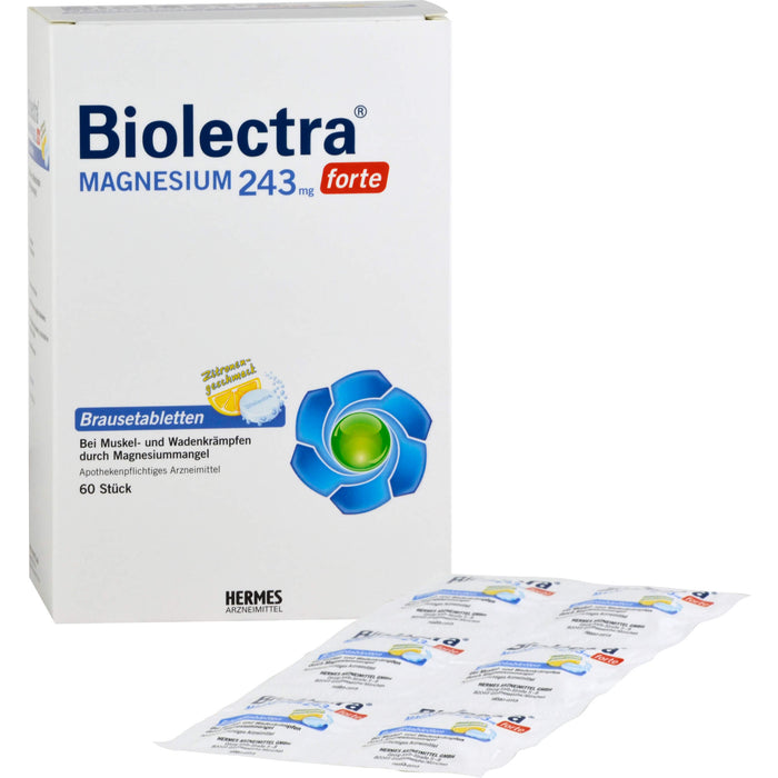 Biolectra Magnesium 243 mg forte Brausetabletten Zitronengeschmack, 60 pcs. Tablets