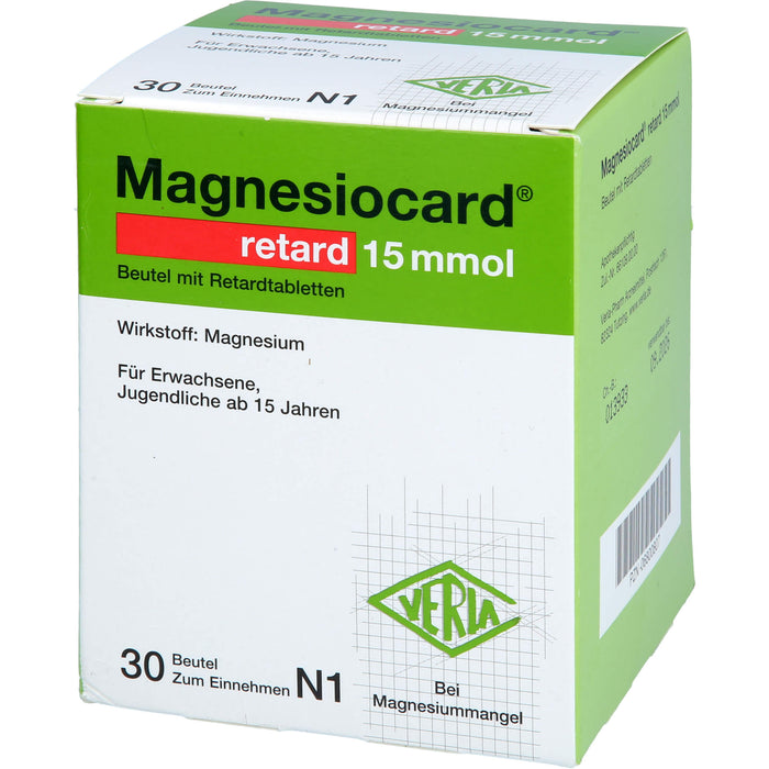 Magnesiocard retard 15 mmol Beutel mit Retardtabletten bei Magnesiummangel, 30 pc Sachets