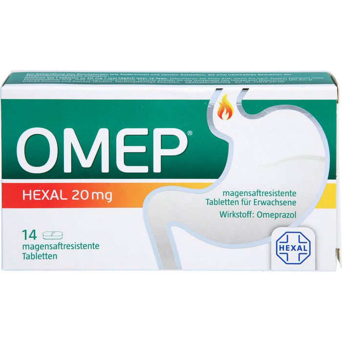 OMEP HEXAL 20 mg Tabletten bei Sodbrennen, 14 pcs. Tablets