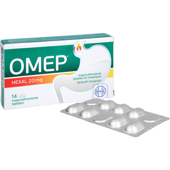 OMEP HEXAL 20 mg Tabletten bei Sodbrennen, 14 pc Tablettes