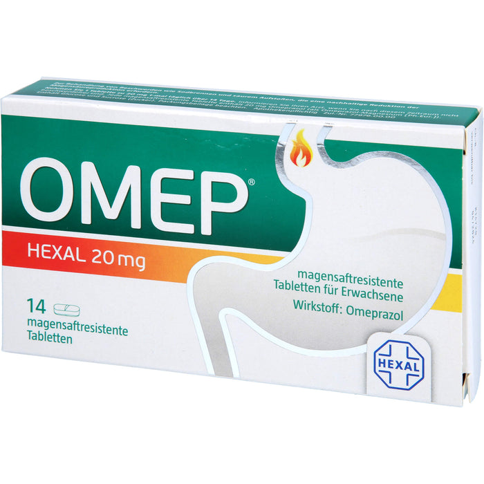 OMEP HEXAL 20 mg Tabletten bei Sodbrennen, 14 pc Tablettes