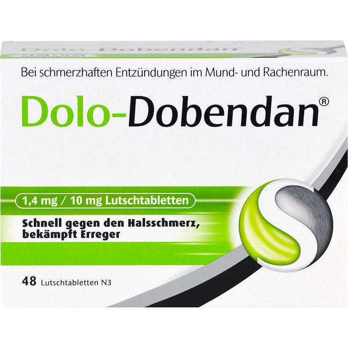 DOLO-DOBENDAN Lutschtabletten bei starken Halsschmerzen mit betäubender Wirkung, 48 pc Tablettes