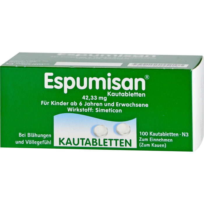 Espumisan Kautabletten bei Blähungen und Völlegefühl, 100 pc Tablettes