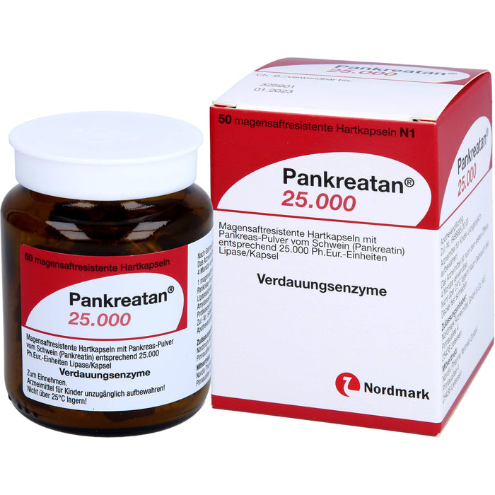 Nordmark Pankreatan 25.000 Hartkapseln Verdauungsenzyme, 50 pcs. Capsules