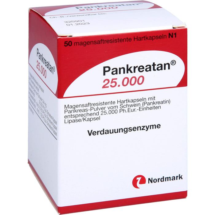 Nordmark Pankreatan 25.000 Hartkapseln Verdauungsenzyme, 50 St. Kapseln