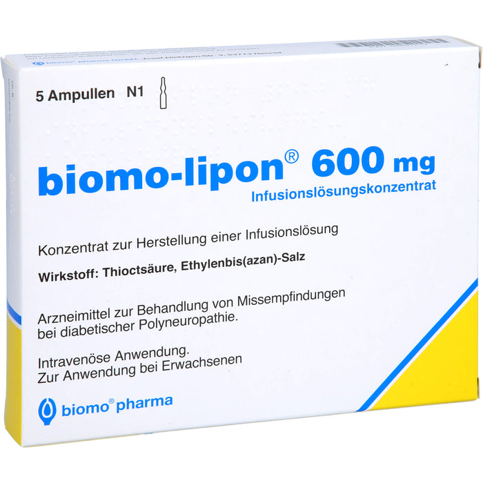 biomo-lipon 600 mg Infusionslösungskonzentrat, Konzentrat zur Herstellung einer Infusionslösung, 5 St AMP