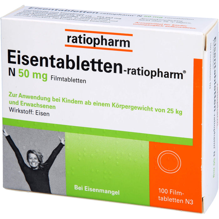 Eisentabletten-ratiopharm N 50 mg Filmtabletten, 100 St. Tabletten