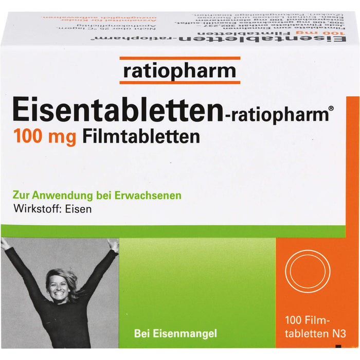 Eisentabletten-ratiopharm 100 mg Filmtabletten, 100 pc Tablettes