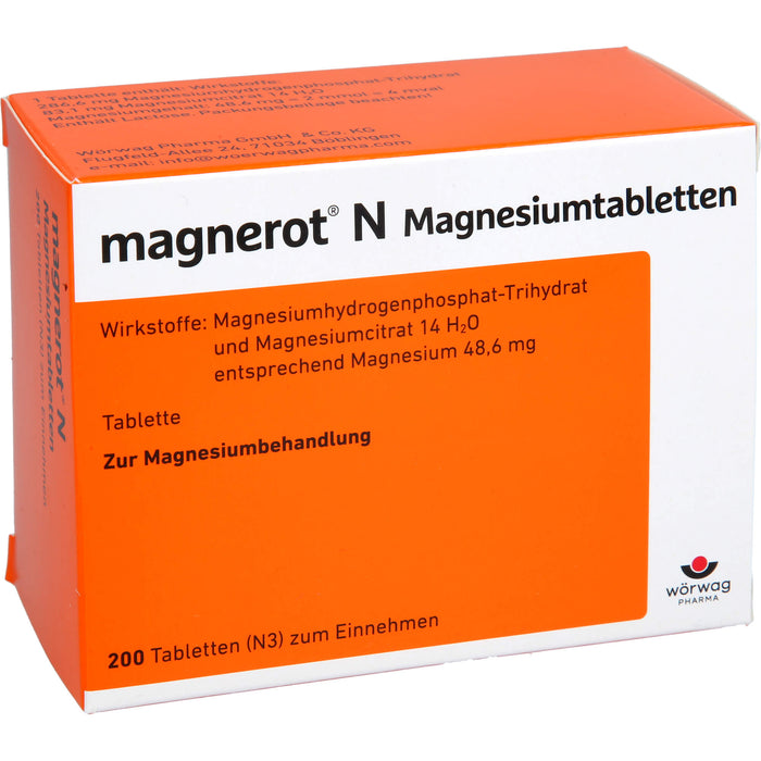 magnerot N Magnesiumtabletten zur Magnesiumbehandlung, 200 pcs. Tablets