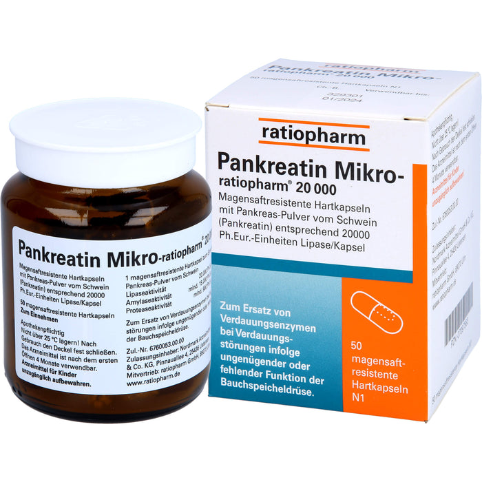 Pankreatin Mikro-ratiopharm 20000 Hartkapseln, 50 pc Capsules