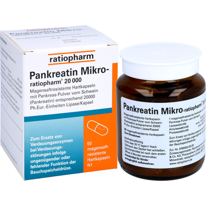 Pankreatin Mikro-ratiopharm 20000 Hartkapseln, 50 pc Capsules