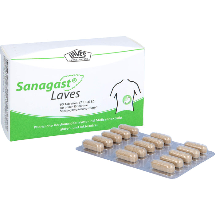 Sanagast Laves Tabletten zur Unterstützung einer gesunden Eiweißverdauung, 60 pcs. Tablets