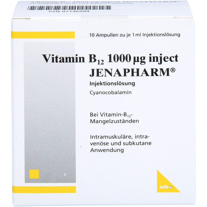 Vitamin B12 1000 µg inject JENAPHARM Injektionslösung bei Vitamin-B12-Mangelzuständen, 10 pc Ampoules