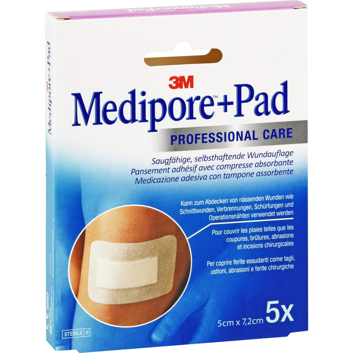 Medipore +Pad 3M 5,0 cm x 7,2 cm, 5 pc Pansement