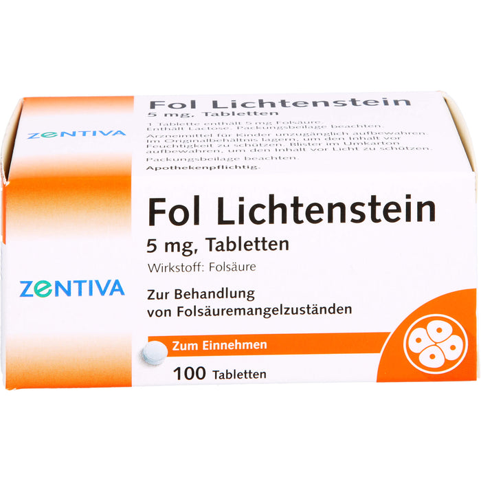 Fol Lichtenstein 5 mg Tabletten bei Folsäuremangelzuständen, 100 St. Tabletten