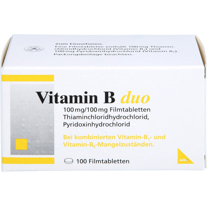 mibe Vitamin B duo Filmtabletten bei Mangel der Vitamine B1 und B6, 100 pc Tablettes