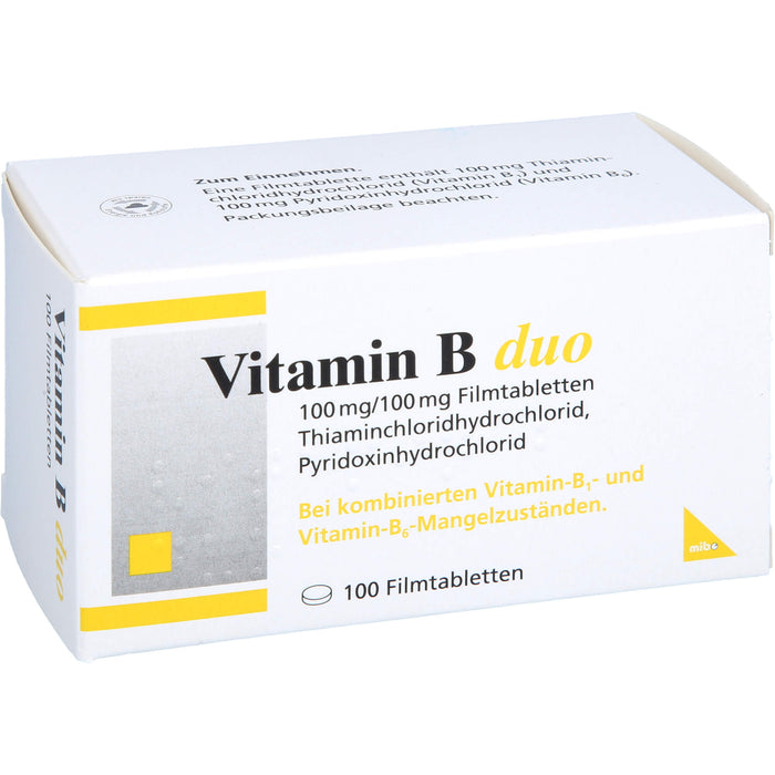 mibe Vitamin B duo Filmtabletten bei Mangel der Vitamine B1 und B6, 100 pcs. Tablets