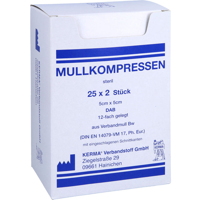 MULLKOMPRESSEN BW 12FACH STERIL 5CMx5CM, 25X2 St KOM