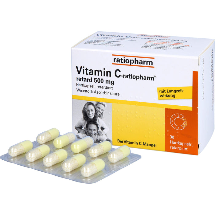 Vitamin C-ratiopharm retard 500 mg Hartkapseln, 30 St. Kapseln