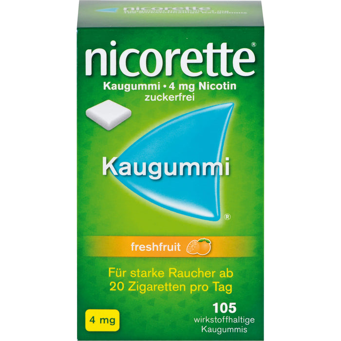 nicorette Kaugummi 4 mg freshfruit zur Raucherentwöhnung Reimport Pharma Gerke, 105 pc Gomme à mâcher