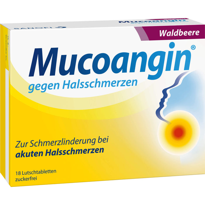 Mucoangin Waldbeere Lutschtabletten gegen Halsschmerzen, 18 pc Tablettes