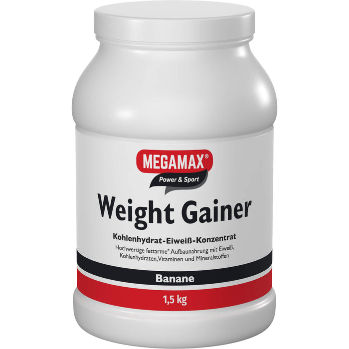 MEGAMAX Power & Sport Weight Gainer Pulver Banane-Geschmack, 1500 g Poudre