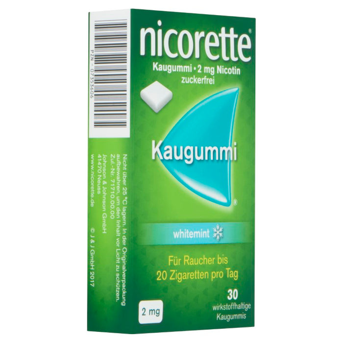 Nicorette whitemint 2 mg Kaugummi, 30 pc Gomme à mâcher