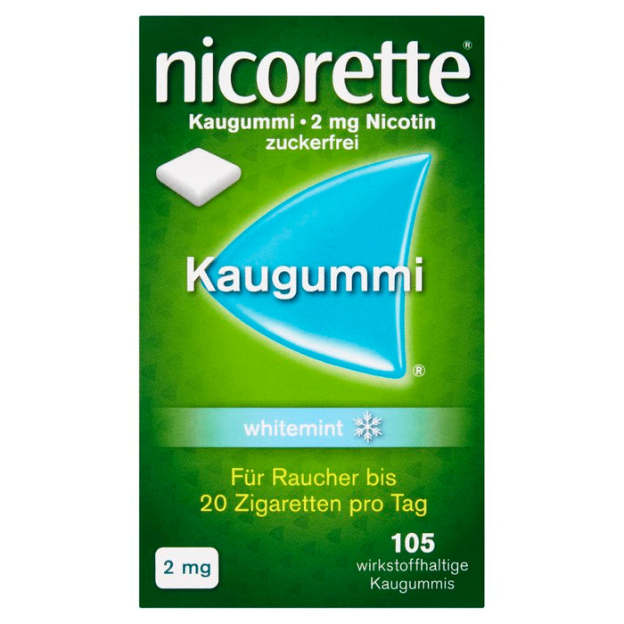 nicorette 2 mg whitemint Kaugummi für Raucher, 105 St. Kaugummi