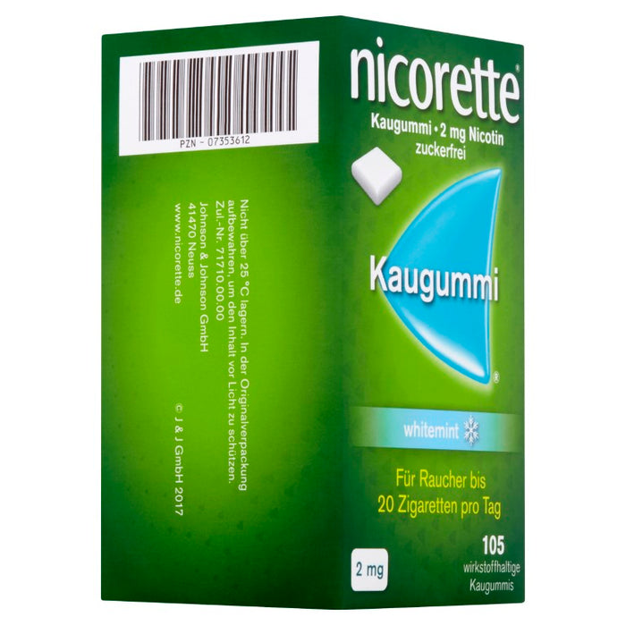 nicorette 2 mg whitemint Kaugummi für Raucher, 105 pcs. Chewing gum