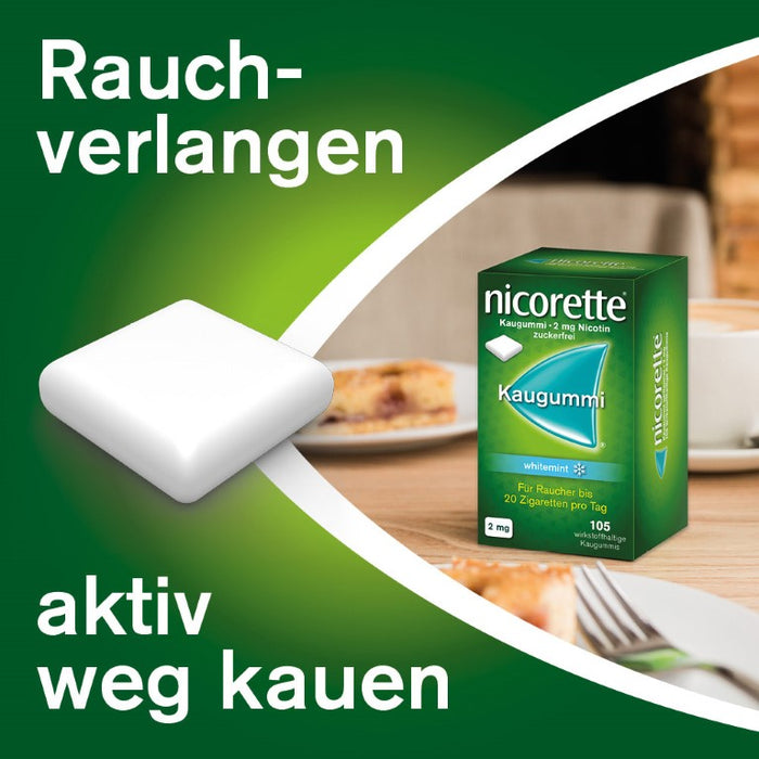 nicorette 2 mg whitemint Kaugummi für Raucher, 105 St. Kaugummi