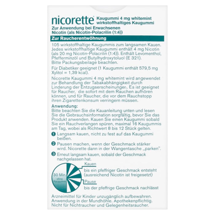 Nicorette whitemint 4 mg Kaugummi, 105 pcs. Chewing gum