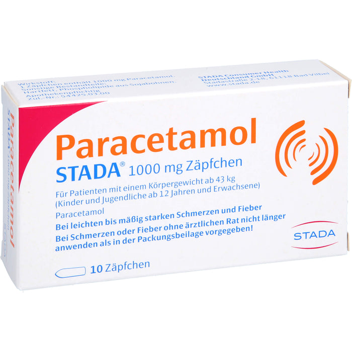 Paracetamol STADA 1000 mg Zäpfchen, 10 pc Suppositoires