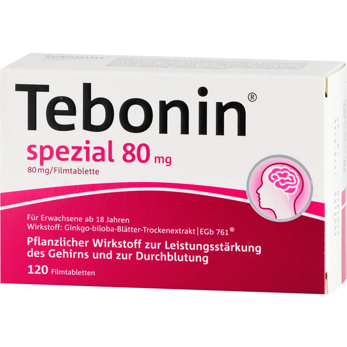 Tebonin spezial 80 mg Filmtabletten zur Leistungsstärkung des Gehirns und zur Durchblutung, 120 pcs. Tablets