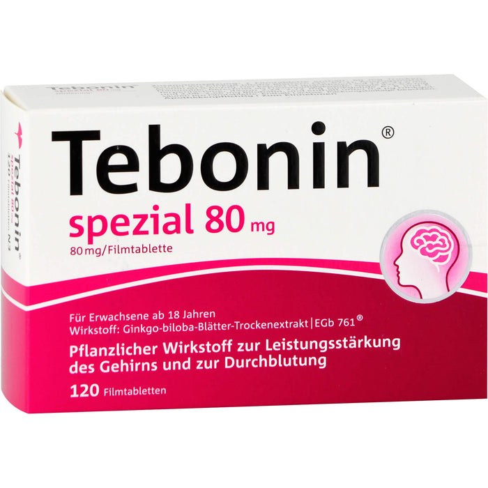 Tebonin spezial 80 mg Filmtabletten zur Leistungsstärkung des Gehirns und zur Durchblutung, 120 pcs. Tablets