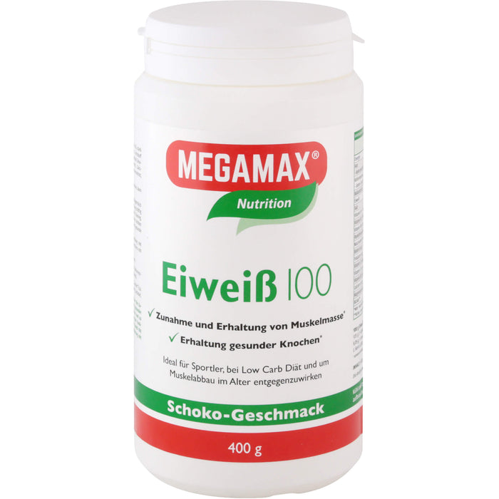 MEGAMAX Nutrition Eiweiß 100 Pulver Schoko-Geschmack, 400 g Powder